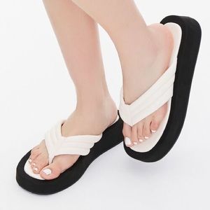 ✨ White Quilted Thong Platform Sandals